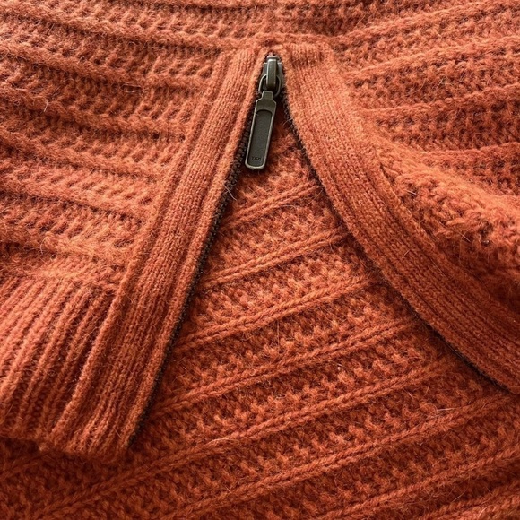 Red Garnet Hill Lambswool Angora Blend Side Zip Sweater Terracotta Orange Small - Picture 8 of 10